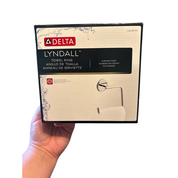 Delta LDL46-PC Lyndall Bathroom Towel Ring / Hook, Chrome Finish - Picture 1 of 3
